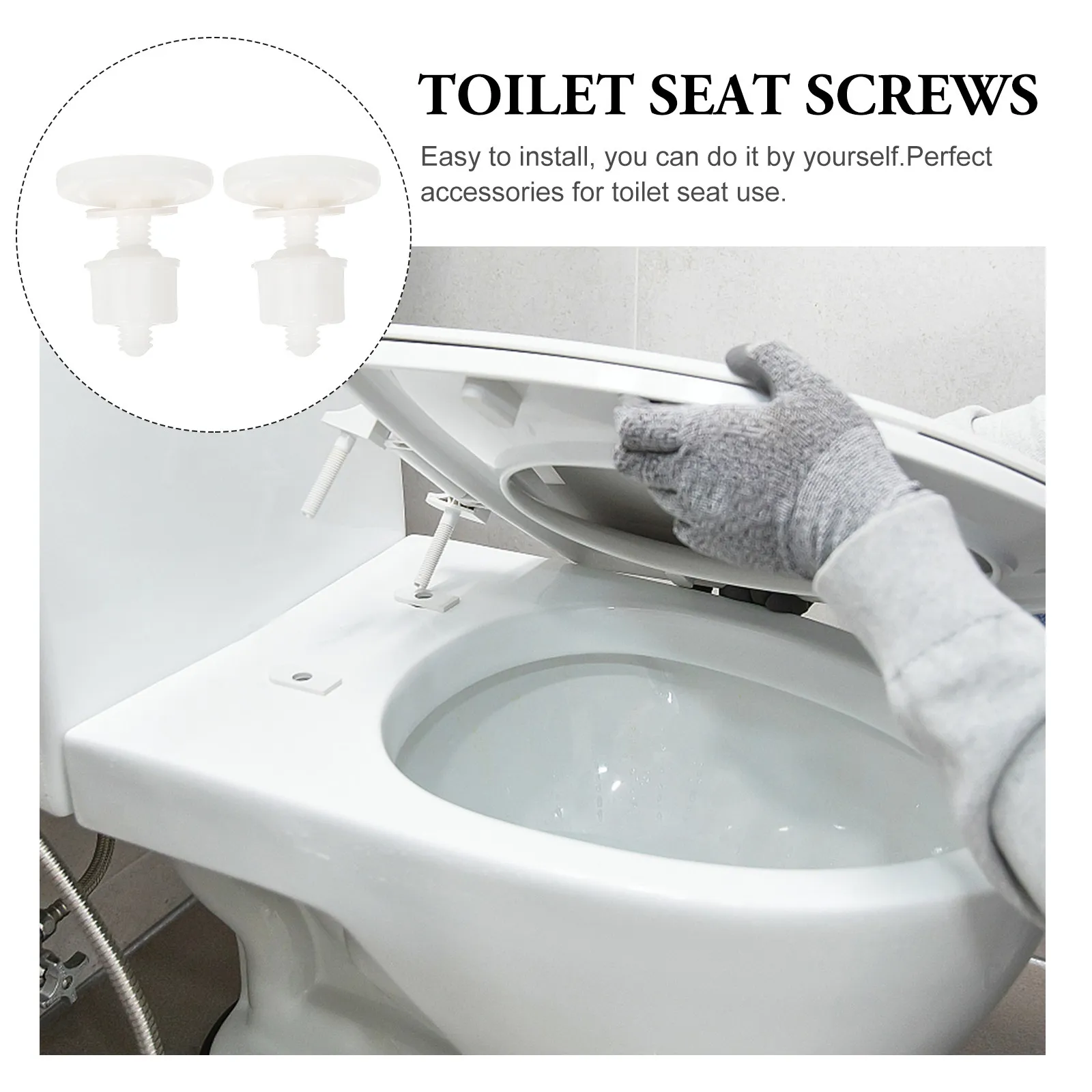 2Set Plastic Toilet Seat Bolts and Nuts Set Round Hinge Screws for Toilet Bowl Cover Securing Replacement Installation Kit
