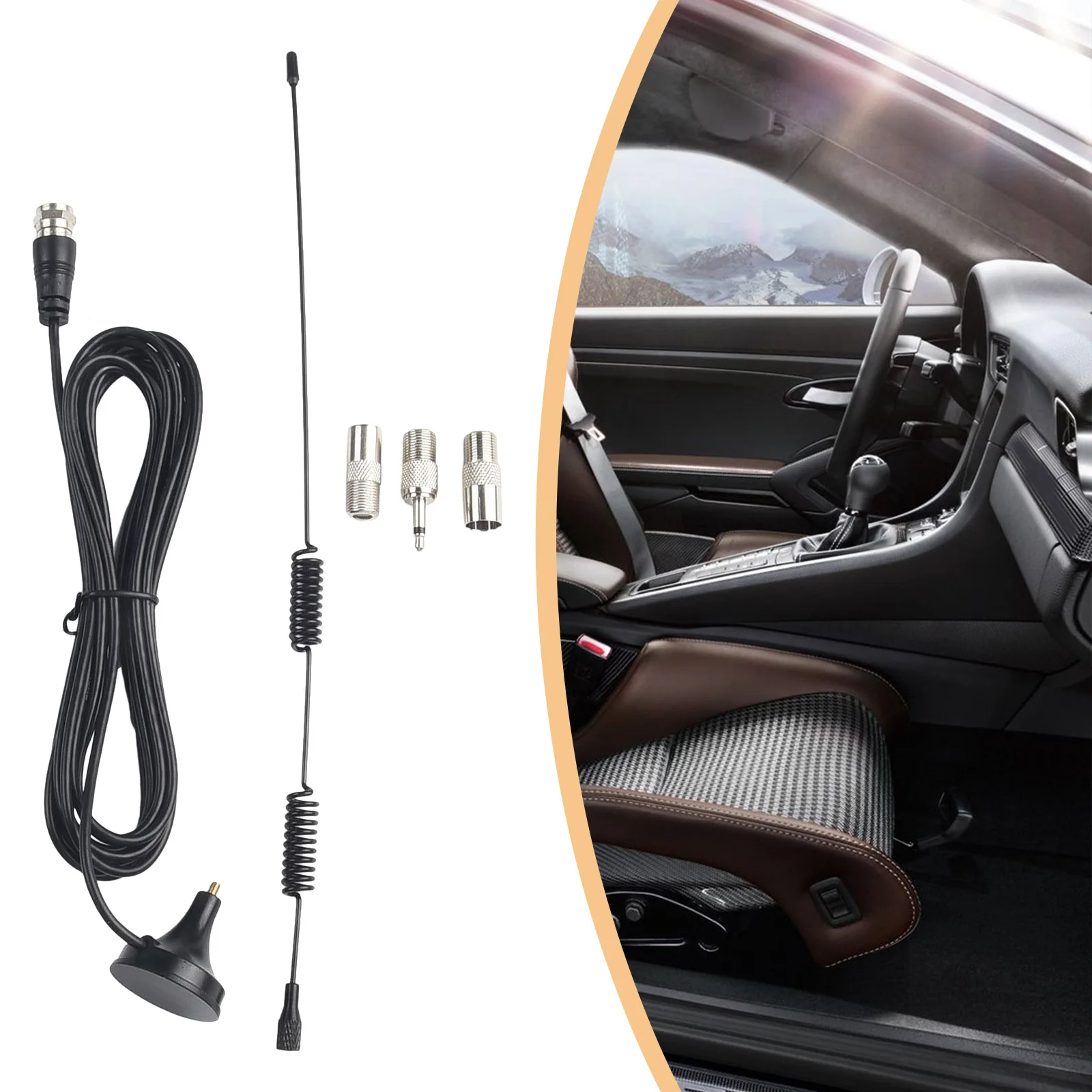 Car Roof Mast Whip Stereo Radio Signal Aerial DAB FM Antenna Magnetic FM Radio Antenna Indoor Digital Audio Car Sucker Antenna