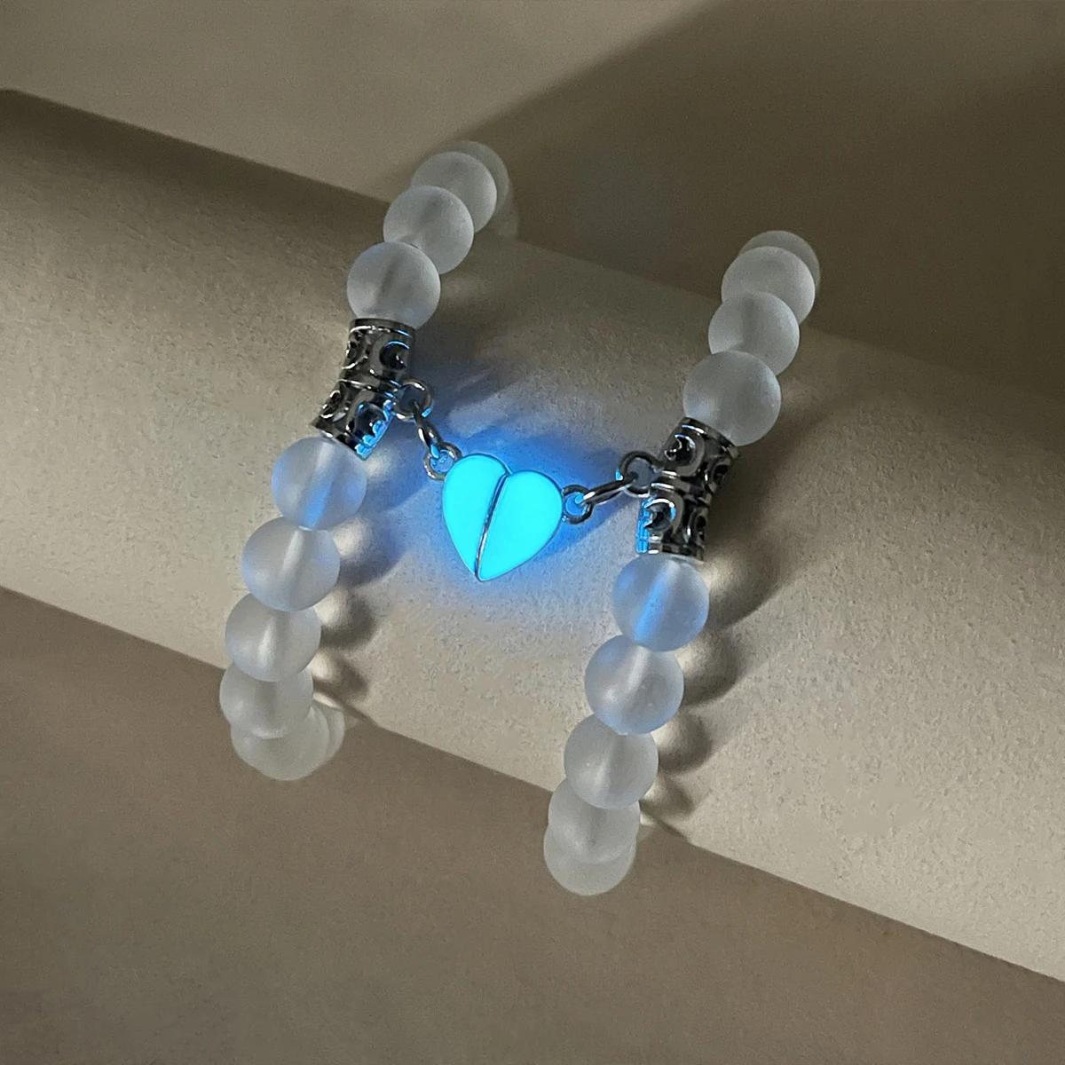 Pulseiras de casal com design de coração de amor para homens e mulheres, acessório de moda para casais