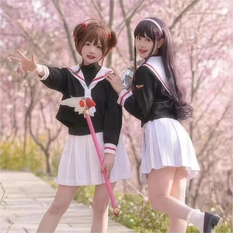 Anime Cardcaptor Sakura Card Captor Kinomoto Sakura Li Syaoran Cosplay Costume School Uniform Man Woman Campus Sailor Suit