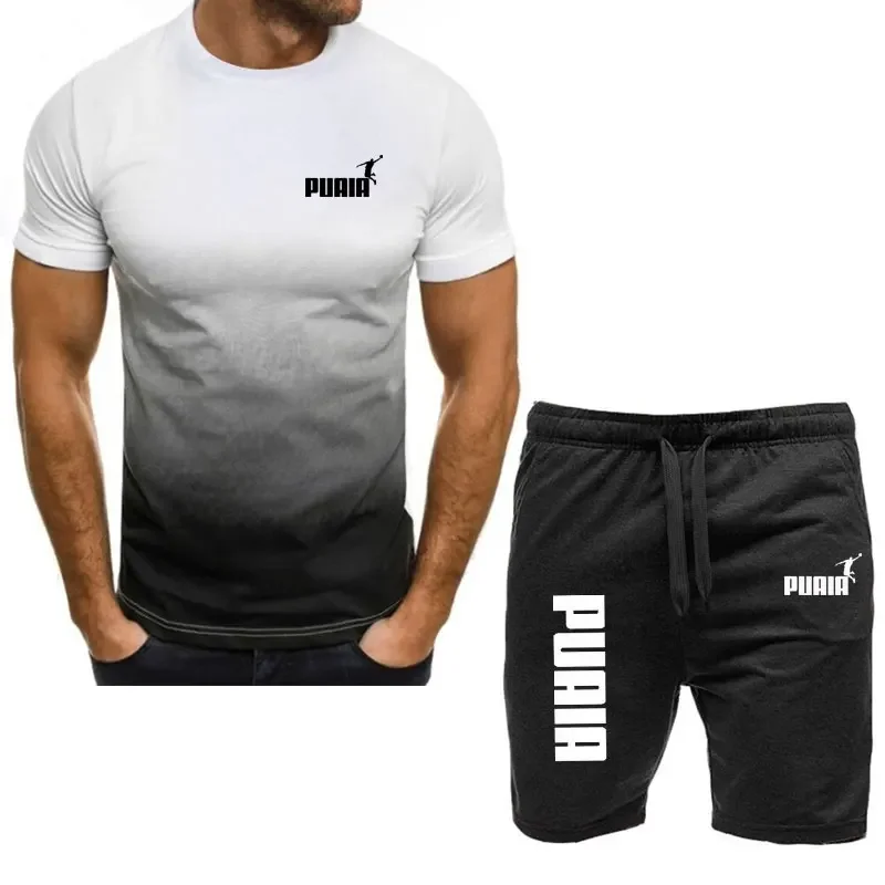 men\'s running sportswear set, gym fitness suit, fast T-shirt+short sportswear, sports training sportswear