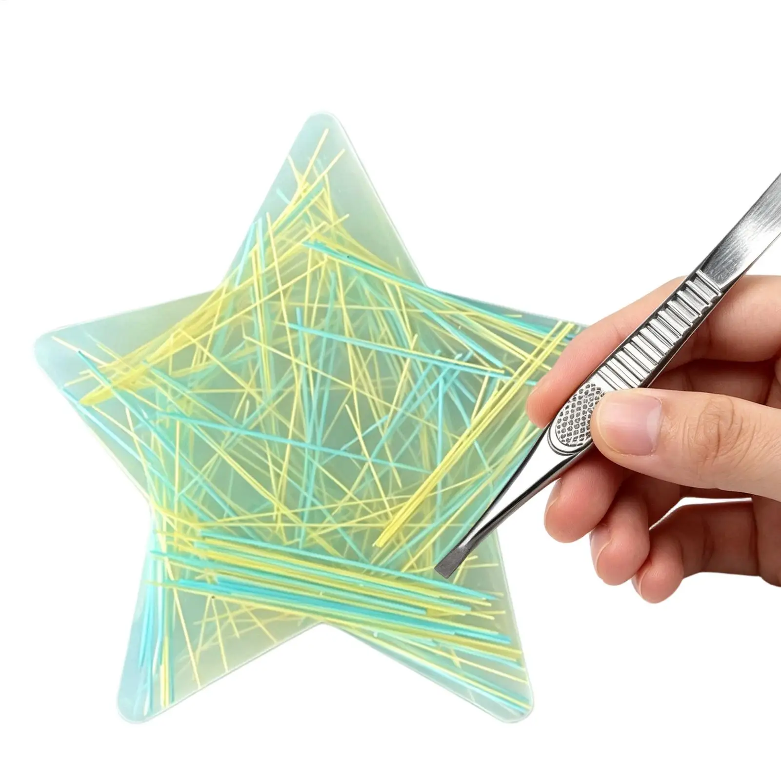 6CM Silicone Star Sensory Picking Mat with Tweezer, Portable Fidget Toy for Kids Teens Adults, Fine Motor Skill Pad