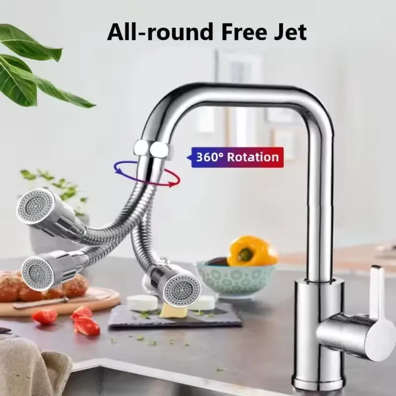 1pc 20/30/40/50/75cm Stainless Steel Faucet Extender 2 Mode Anti-Splash Bendable Kitchen Faucet Extender Faucet Extended Aerator
