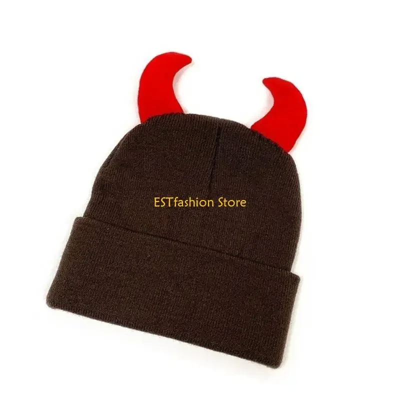 Y5GC Handcrochet Skull Hat for Adult Unisex 2000s Hat Theme Party Novelty Hat Winter Warm Windproof Climbing Skiing Caps