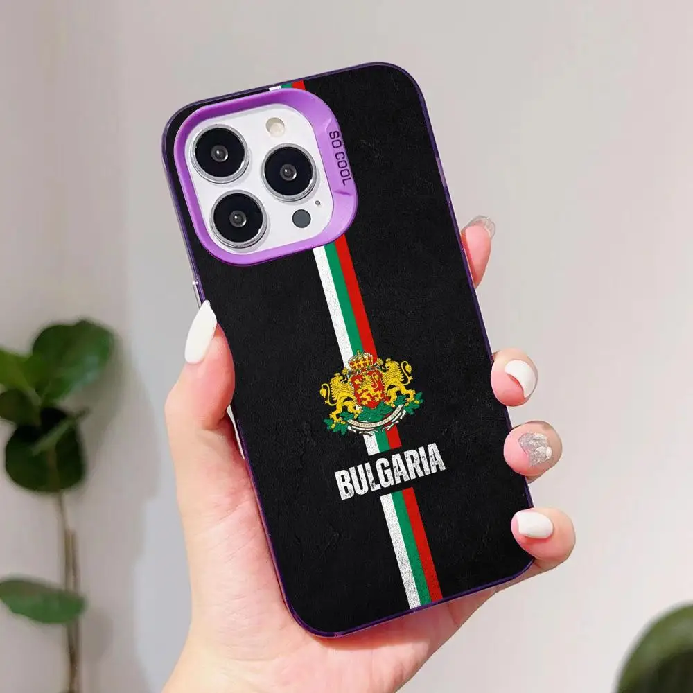 Custodia per cellulare bandiera Bulgaria per iPhone 17 16 15 14 13 12 11 X XR XS 8 7 Pro Max Plus Cover viola traslucida Cover di lusso