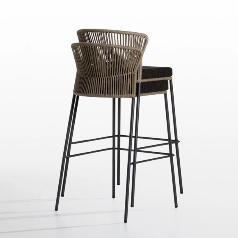 

Creative rattan chair high stool outdoor villa open-air bar table chair bed and breakfast rattan back chair rope outdoor