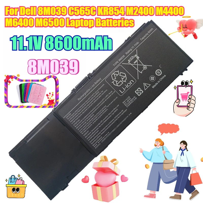 

11.1V 8600mAh for Dell 8M039 C565C KR854 M2400 M4400 M6400 M6500 Laptop Batteries
