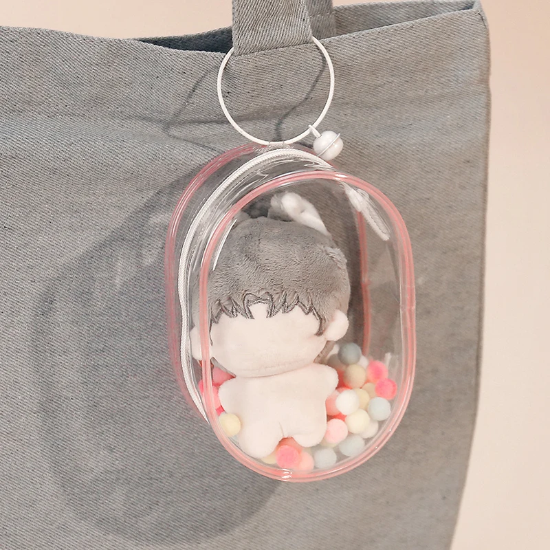 Creative Doll Bag Thickened Clear Pouch Outdoor Storage Pouch Keychain Transparent Doll Bag Pendant Kawaii Doll Storage Case