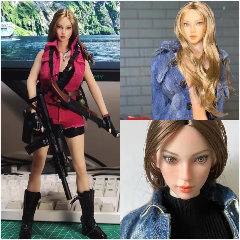

JKTOYS 1/6 Scale Yumi Beautiful Beauty Head Carving Three Hairstyles Movable Eyes Head Sculpt Model for 12" Action Figure
