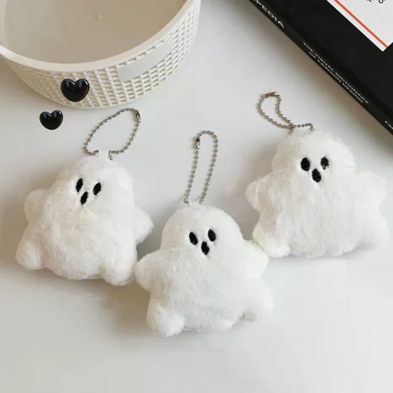 1 قطعة الأبيض أفخم شبح حقيبة قلادة المفاتيح دمية ناعمة حقيبة كتب معلقة الديكور الإبداعية دمية زوجين المفاتيح هدية للأطفال