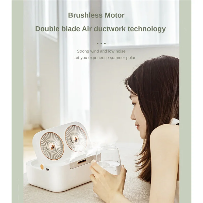 

AB47-Летний крутой двухлопастной распылительный вентилятор USB Настольный вентилятор для кондиционирования воздуха Офисный портативный бесшумный распылительный вентилятор с водяным охлаждением
