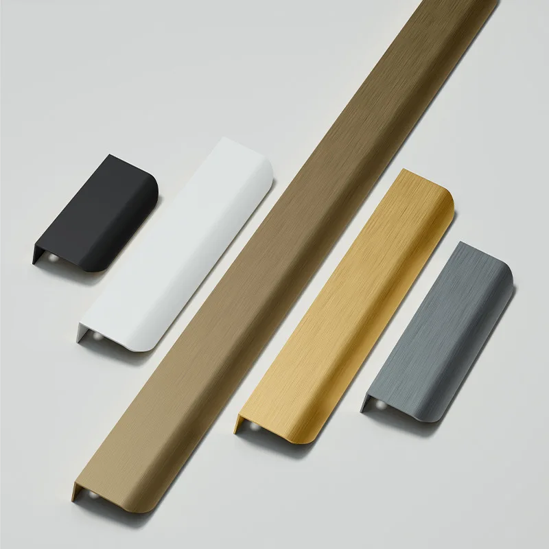 Maçaneta e maçaneta da porta do guarda-roupa, dourada, preta, escondida, maçaneta invisível, liga de alumínio, longa, armário de cozinha