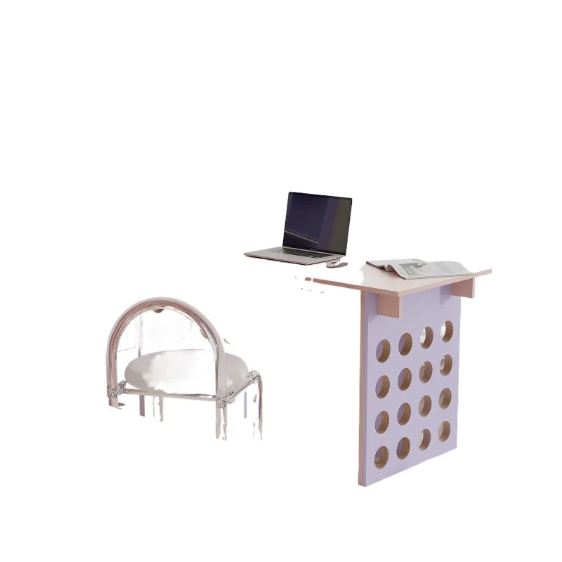 

Small solid wood computer desk color bedroom niche storage integrated dopamine furniture