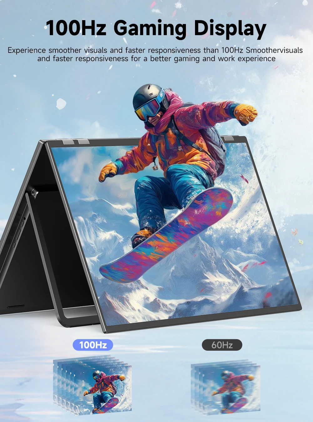 شاشة كمبيوتر UPERFECT Delta Mega مقاس 23.8 بوصة 100 هرتز مزدوجة الشاشة 1080 بكسل 360 درجة قابلة للطي ثلاثية التمديد مع مكبرات صوت VESA لأجهزة الكمبيوتر المحمولة والهواتف ووحدات التحكم في الألعاب