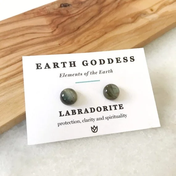 Labradorite Stud Earrings- Crystal Earrings- Protection Jewellery- Gift for Her- Gemstone Jewellery- Girlfriend Gift