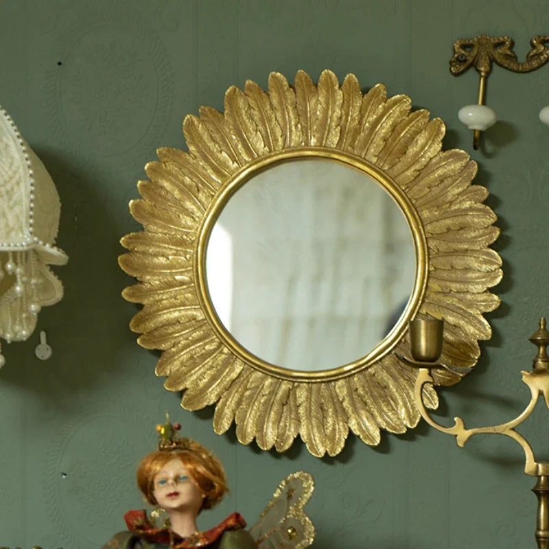 

Dressing Vintage Decorative Mirrors Round Handicraft Flower Small Decorative Mirrors Luxury Princess Dekoracyjne Lustra Decor