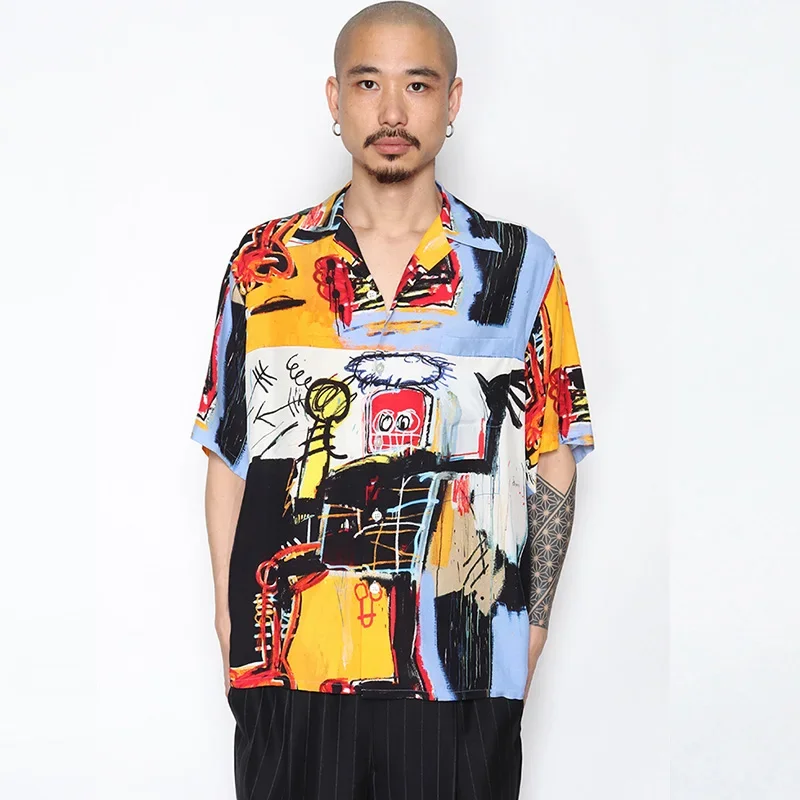 Summer New WACK Hawaii Beach Shirts Men Woman Good Quality Artist Street Graffiti Quick Drying Lapel Short Sleeve