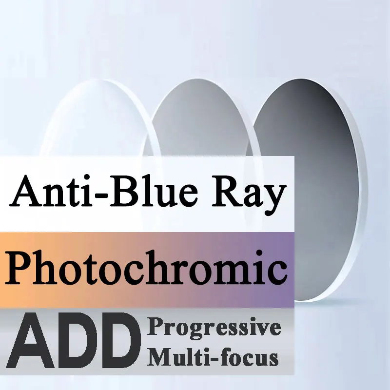 A Pair Progressive Multi-focus & Photochromic & Anti-Blue Ray Optical Lens Myopia Presbyopia 1.56 1.61 1.67 Index