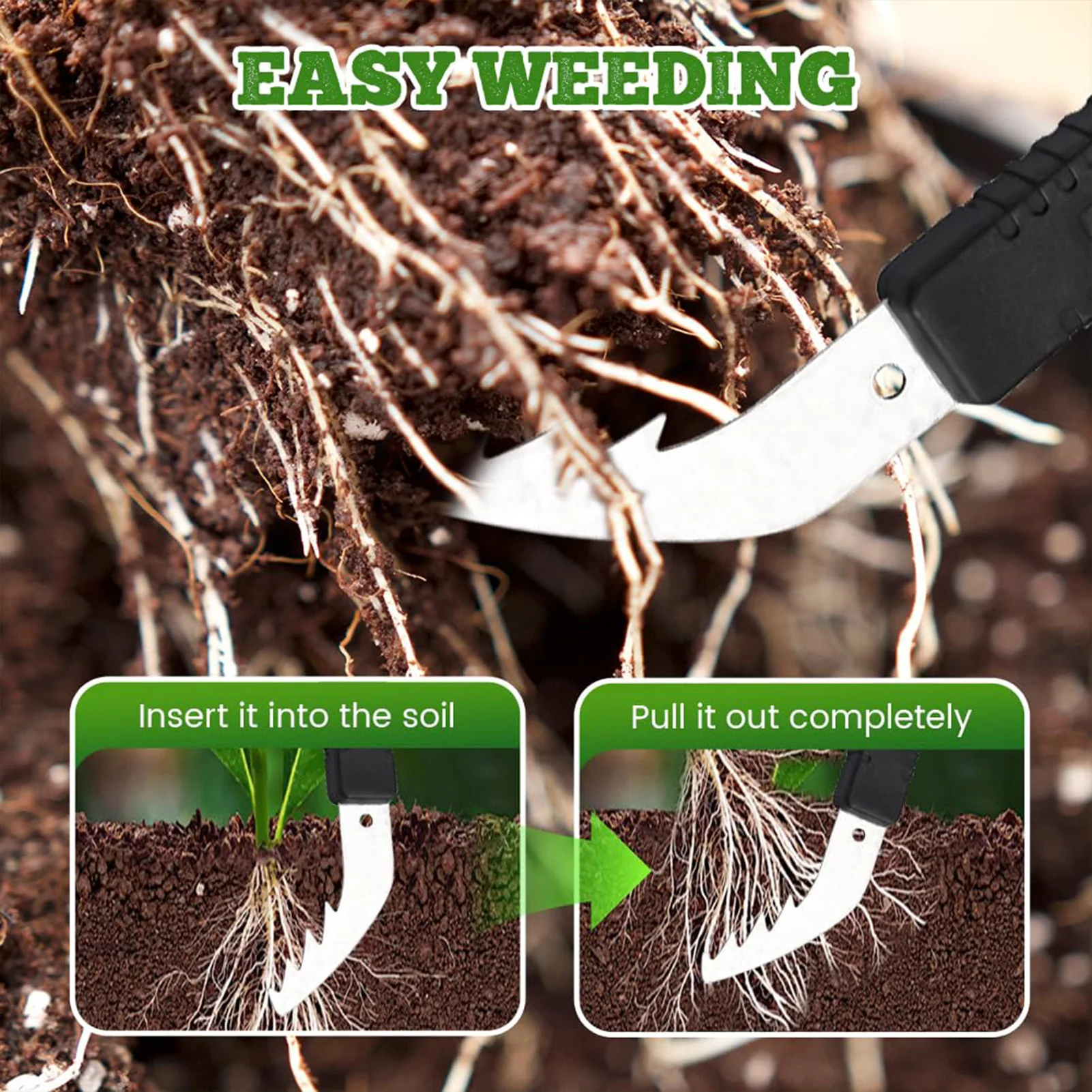 Manual Weed Remover Tool Grooved Anti-slip Handle Weed Puller Tool Grass Hooking Device Suitable For Backyard Farm Weeding