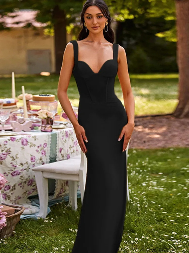 Articat elegante cinta bodycon festa clube vestido de noite feminino sexy profundo v magro maxi vestidos verão novo 2025 vestidos femininos