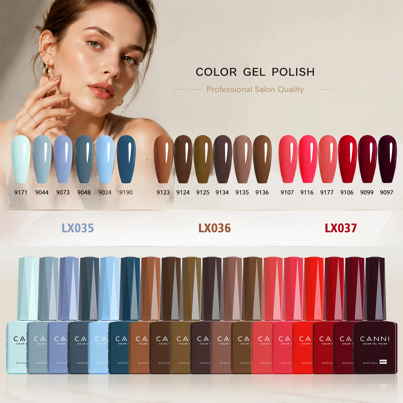 CANNI Autumn Gel Nail Polish Set Brown Earth Warm Coffee Colors Soak Off UV LED Long Lasting Great Coverage Nail Manicure 9ml