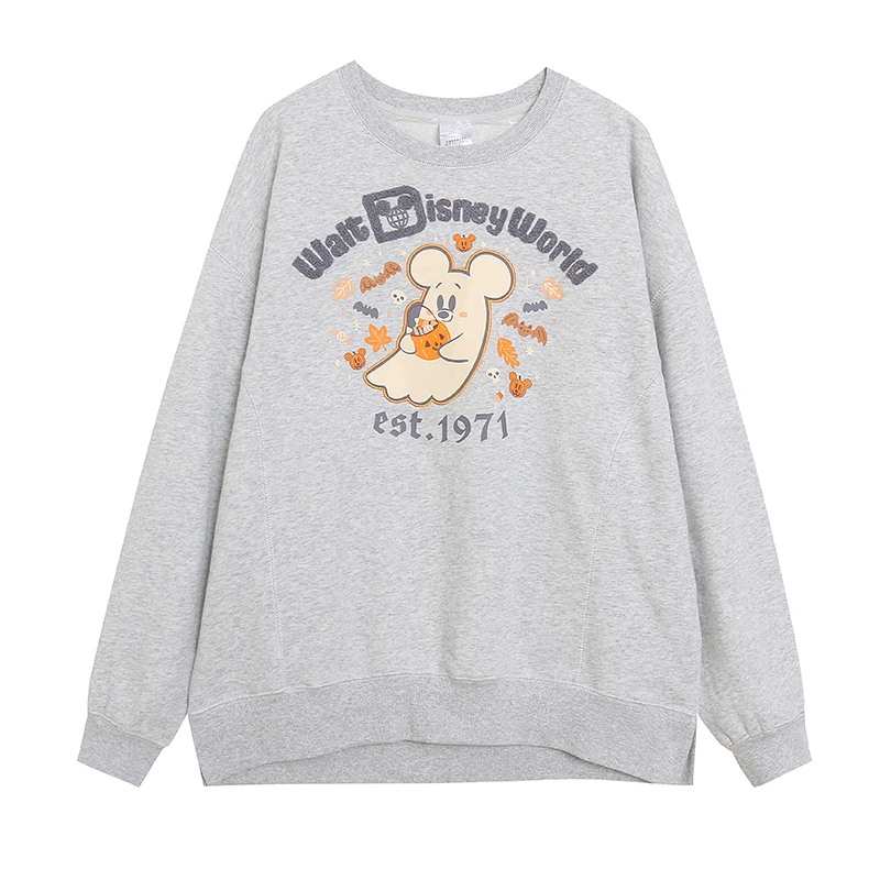 Loose Fit round Ne Hoodie Women's Cartoon Letter Embroidery Sweatirt Large Size Comfortable Inner Fce Casual Top