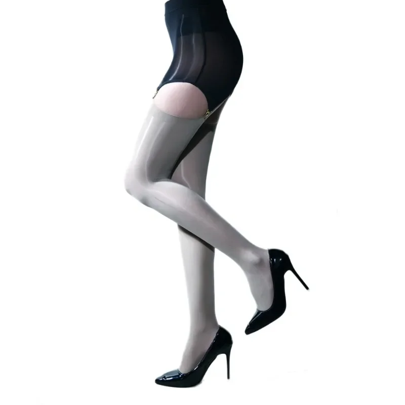 جوارب لامعة لامعة للنساء ، جوارب شفافة شفافة ، أربطة مفرغة ، جوارب مثيرة للألعاب الجنسية ، جوارب طويلة قابلة للفصل ، 8 ثدي ، دبوس