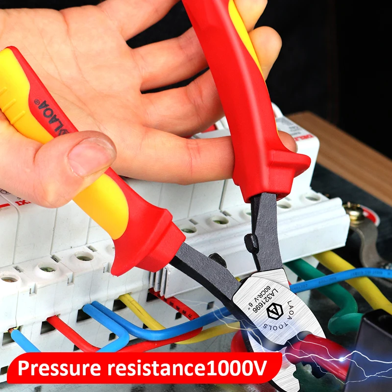 LAOA 1000V Insulated Cable Cutter Protection Against Electric Shock Wire Stripper Tool Cable Scissors Manual Tool