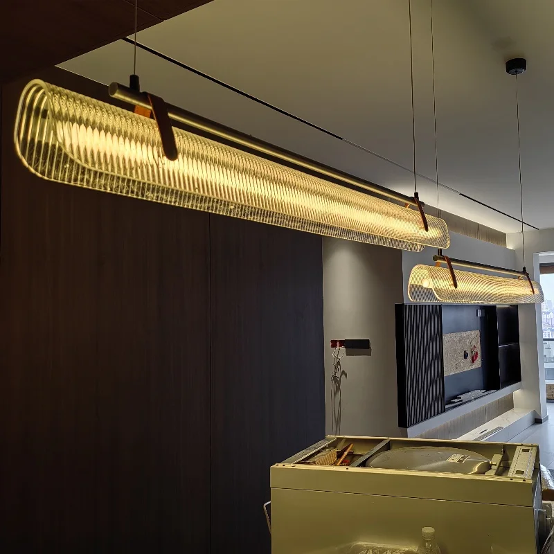 Nordic Modern Minimalist อะคริลิคจี้ห้องรับประทานอาหาร Study Exhibition Hall เคาน์เตอร์บาร์แขวนโคมไฟโคมไฟ