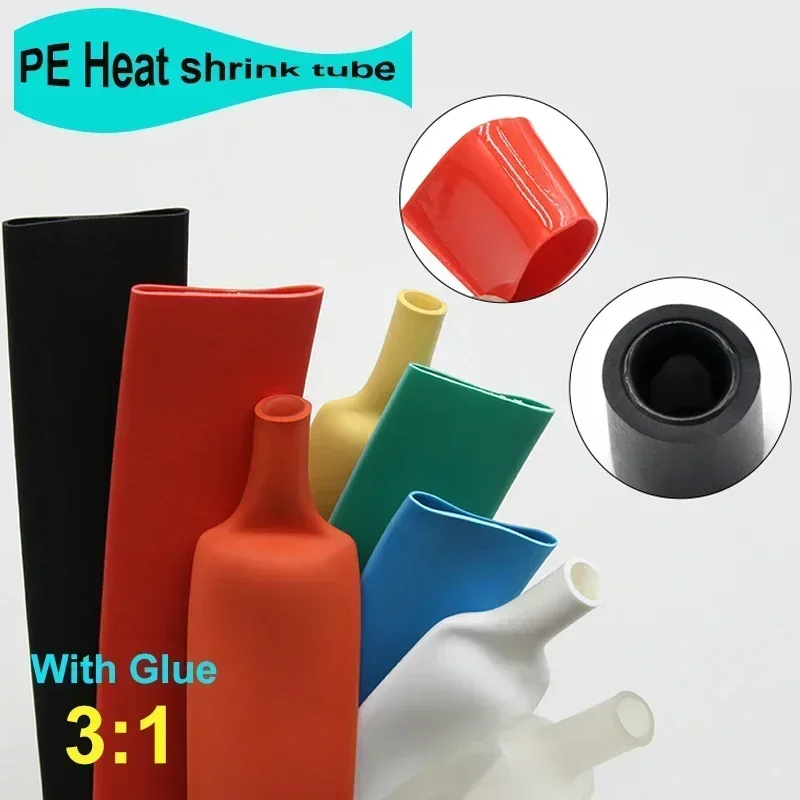 5M 3:1 Heat Shrink Tube 1.6/2.4/3.2/4.8/6.4/7.9/9.5/12.7/15.4/19.1/25.4/30/39mm Adhesive Heat Shrink with Glue