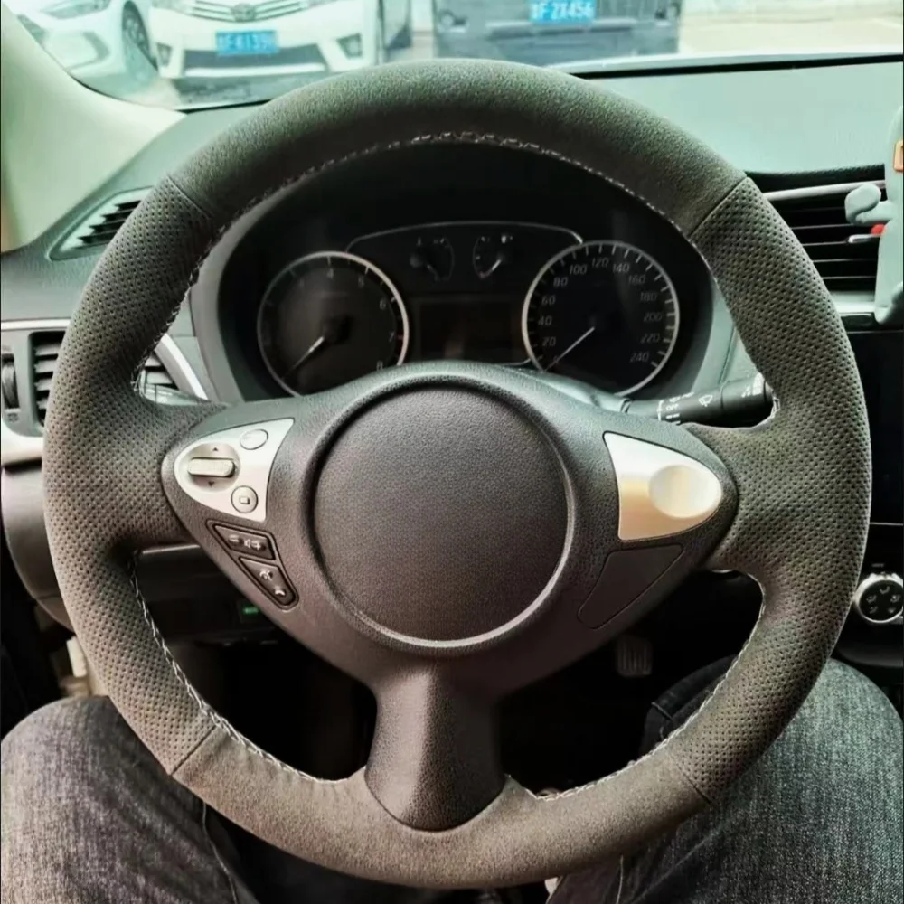 

Изготовленный на заказ плетеный чехол на руль автомобиля, мягкий, 100% подходит для Nissan Juke Maxima 2009-2011 2012-2014, автомобильные товары, накидка на руль