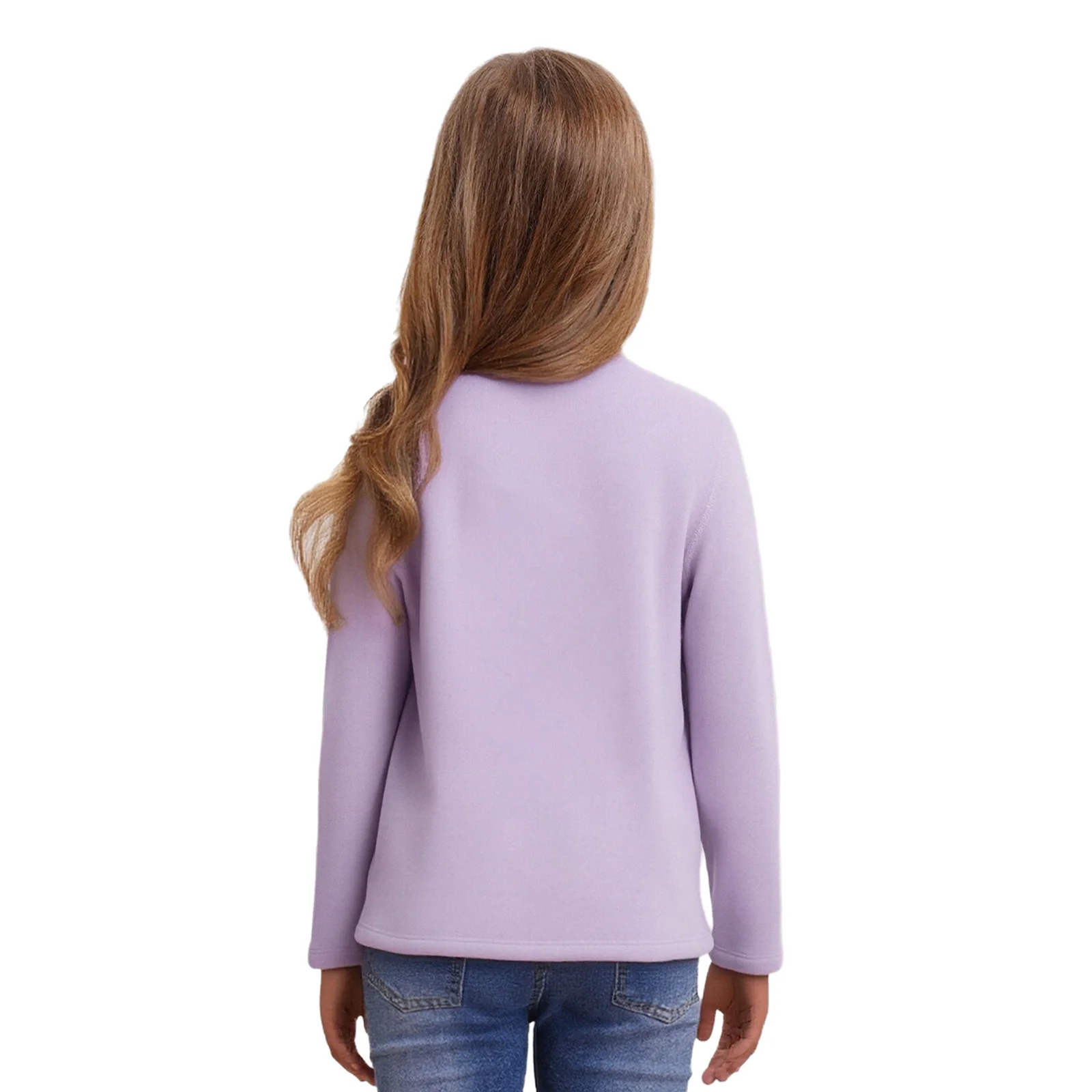 ملابس داخلية حرارية للأطفال والبنات والأولاد مبطنة بالصوف للخريف والشتاء برقبة وهمية وأكمام طويلة بلون سادة قميص داخلي أساسي