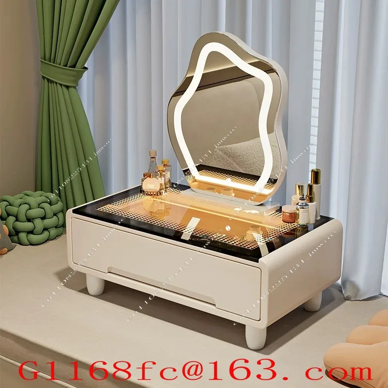 Modern Minimalist Bedroom with Ambient Lighting, Internet Famous Small Household, Tatami, Light Luxury Dressing Table