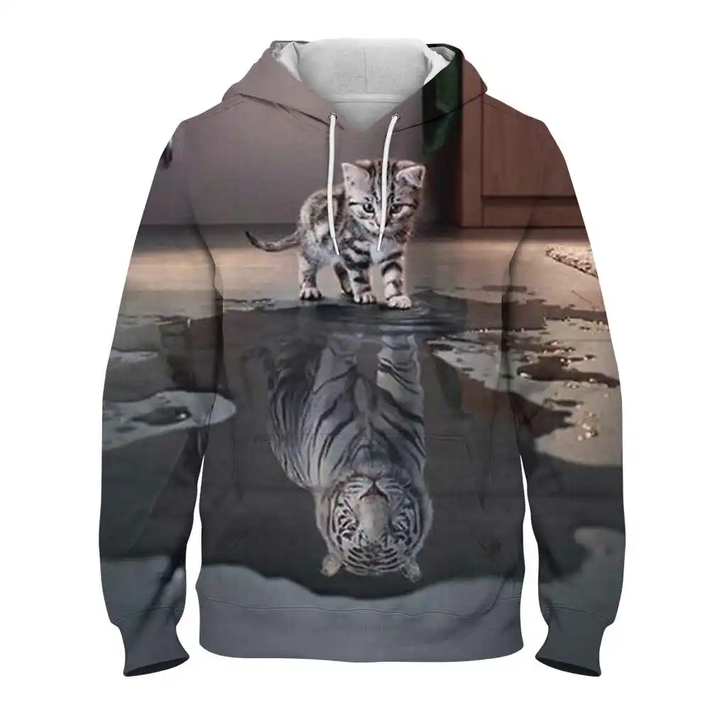 Creative Animal Casual Hoodie 3D Print Cat Pullovers Spring And Autumn Personality Oversized Hoodie Gothic Clothes Sweatshirts