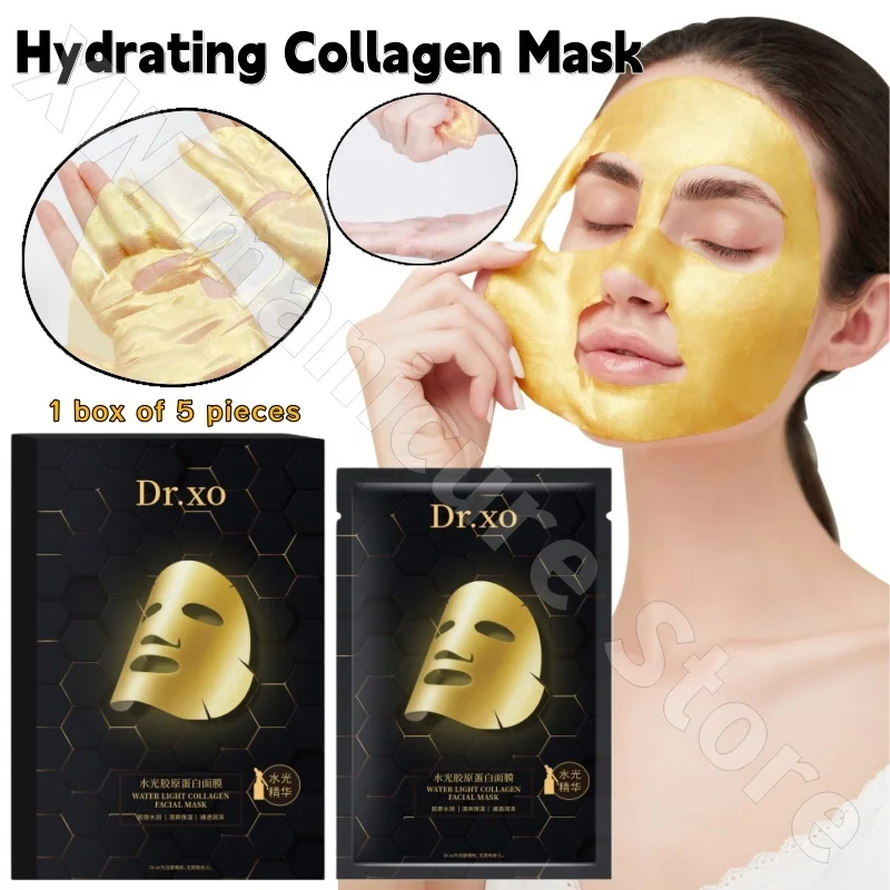 Collagen-infused Water-glossy Mask Hydrating Firming Brightening Improving Dull and Acne-prone Skin  1 Box of 5 Pieces