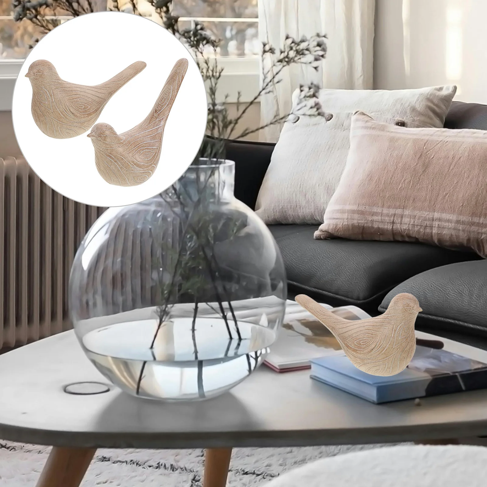 

1Set Resin Birds Decor Small Bird Statue for Bedroom Hallway Desktop Resin Craft Statue Lively Home Decoration Accessory