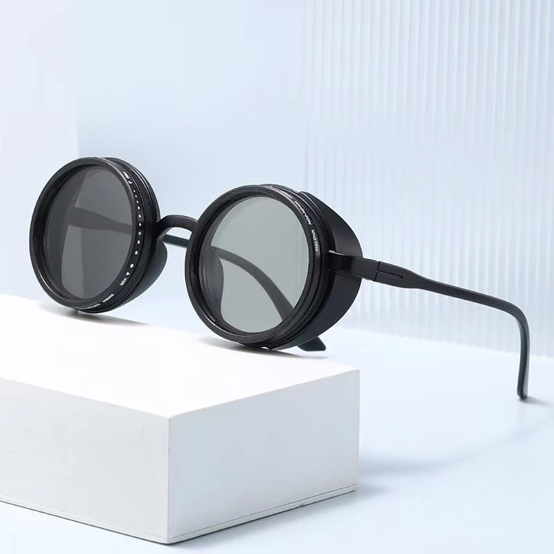 Vintage Polarisierte Verstellbare Dimmbare Runde Sonnenbrille für Herren 2026 Luxusmarke Steampunk Sonnenbrille Outdoor Anglerbrille – Detail 1