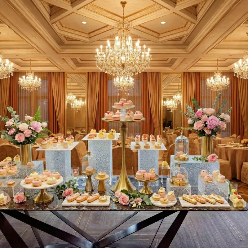 

20pcs Acrylic Candy Bar Stand Luxury Buffet Dessert Table Centerpieces Wedding Sweets Display Flower Cake Prop Juicy Foods Riser