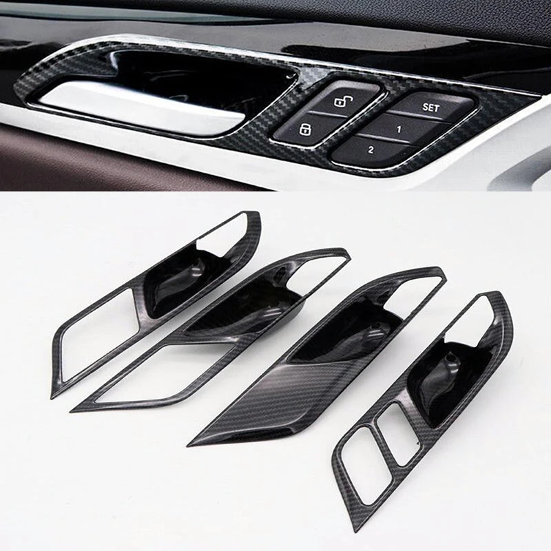 

For BMW X3 G01 2017 2018 2019 Car carbon fiber ABS Styling Interior Inner Side Door Handle Bowl Trim car Accessories 4PCS