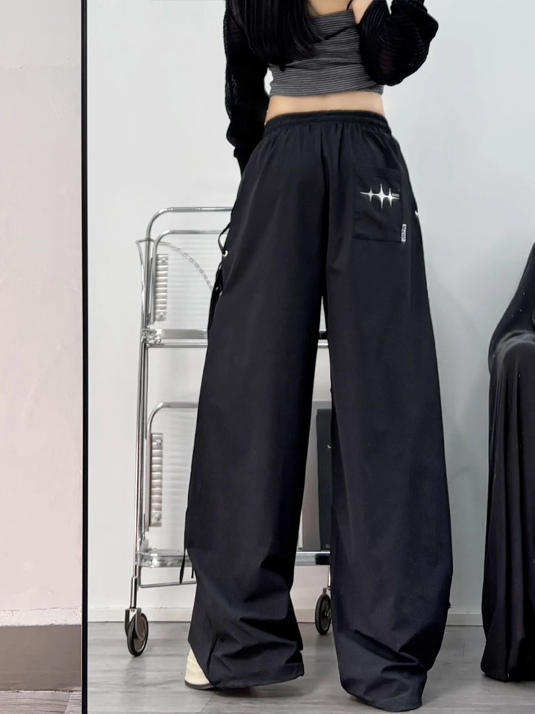 Pantaloni Casual Americani con Cintura, Nuova Moda Autunnale per Donna, Pantaloni Sportivi Larghi e Snellenti a Vita Alta e Gamba Dritta