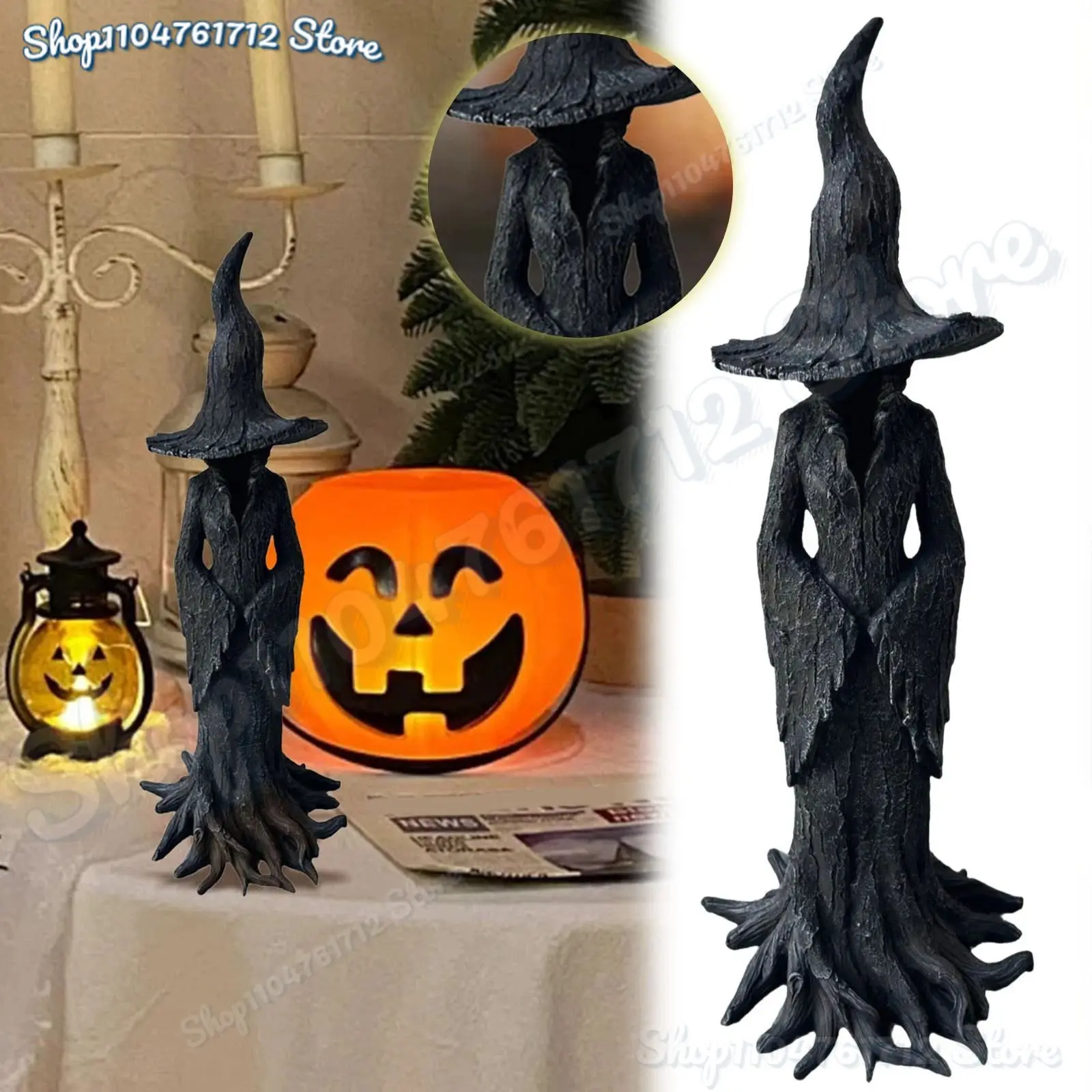 

Witch Statue Halloween Resin Ornament Home Decoration Halloween Witch Statue Gothic Witch Figure for Festival Partry