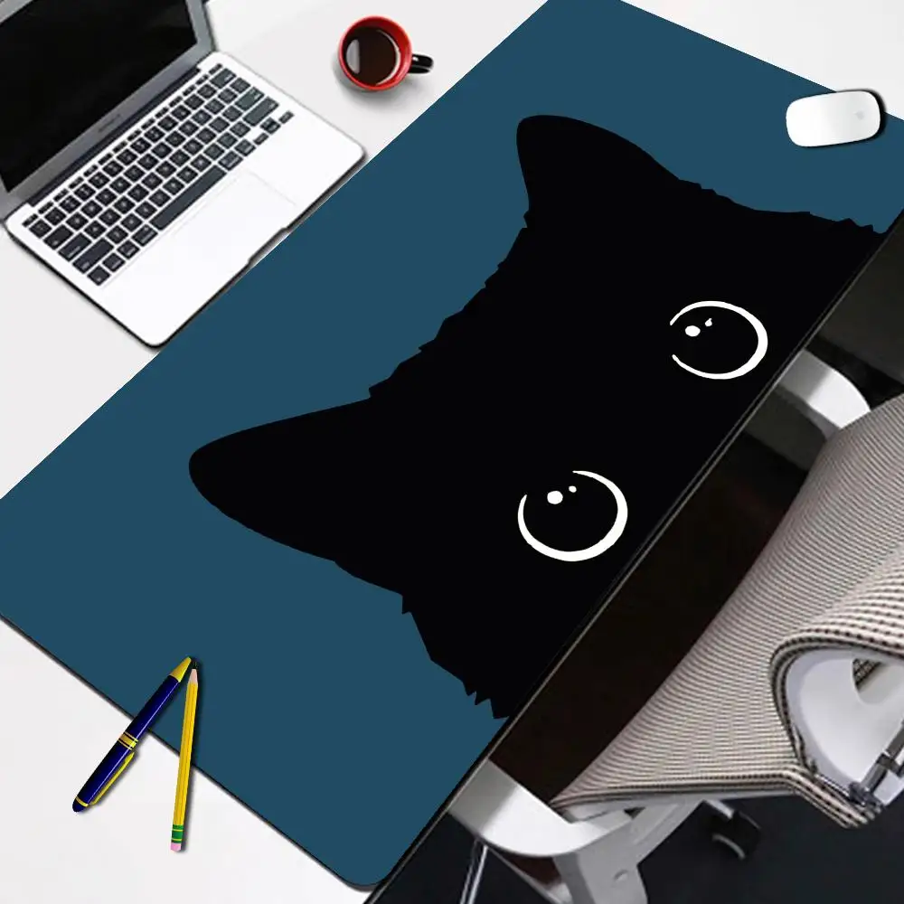 

Funny black cat Mouse Pads Cute Cat Computer XXL Mausepad Company Desk Pad 800X400 Large Kawaii Cushion Office Accessories Rug