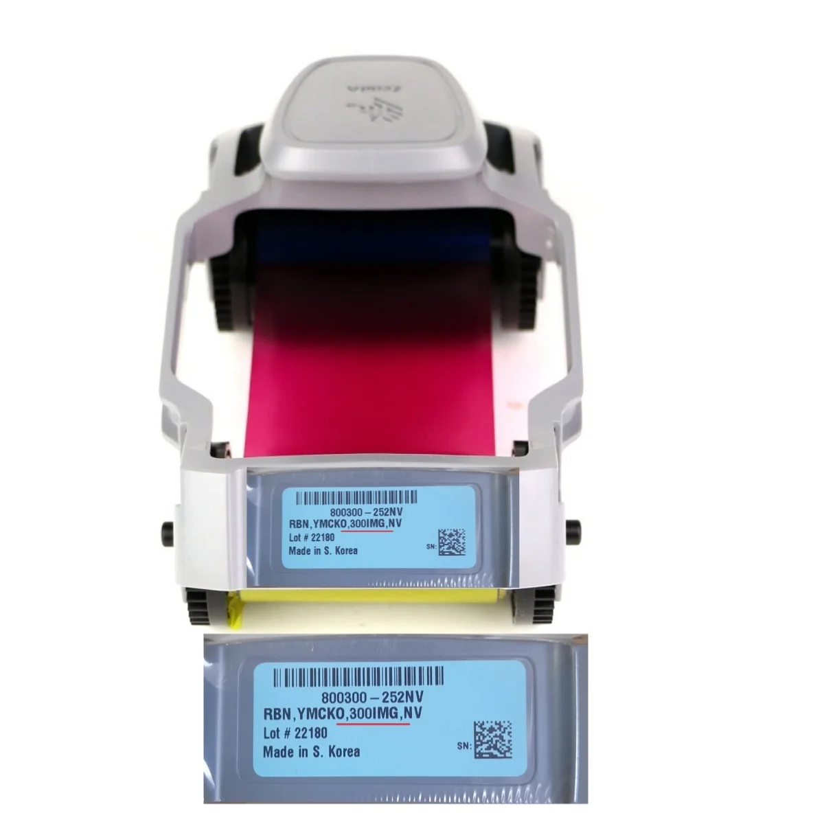 compatible 800300-252NV YMCKO color Ribbon Cartridge 300 prints for zebra ZC300 card printer