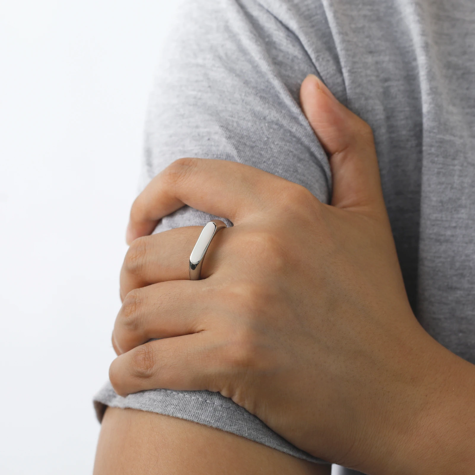 5mm 폭의 미니멀리스트 인장 반지, 스테인리스 스틸  - Signet Ring Men 리뷰 및 가격