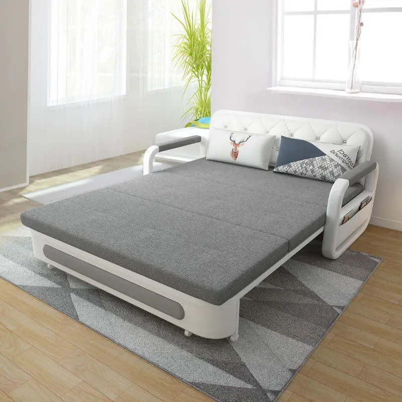 Многофункциональный складной диван-кровать для небольшой квартиры, место для хранения вещей, простая и современная, латексная двойная ткань двойного назначения.