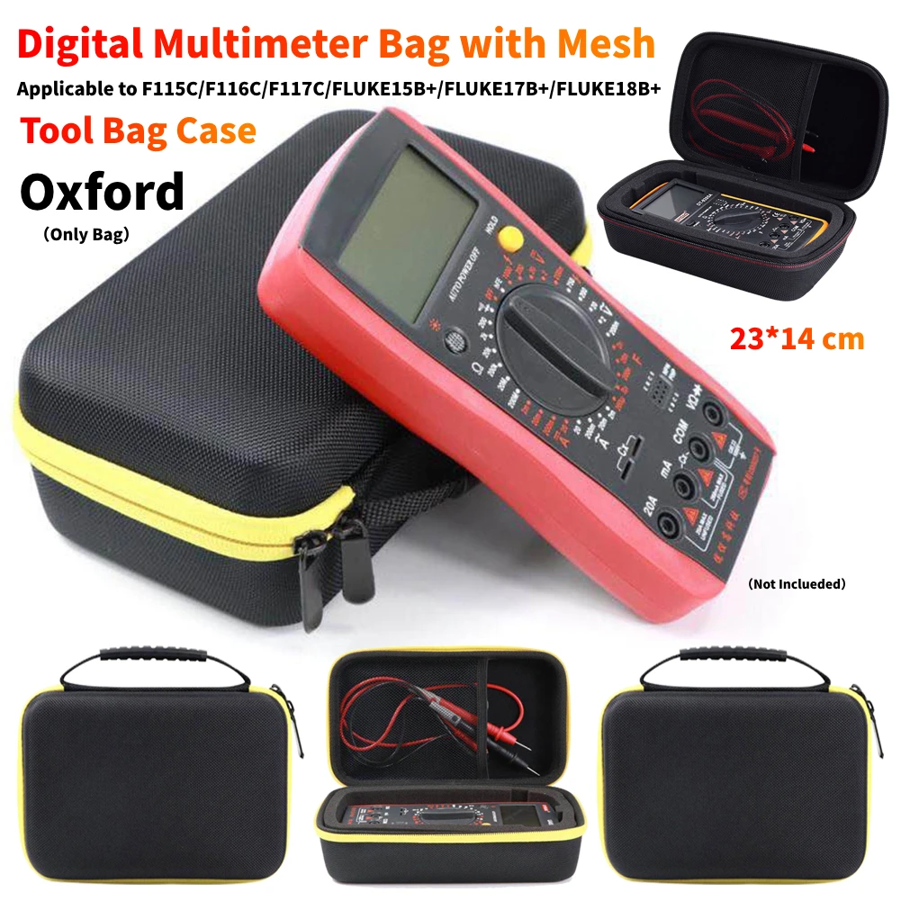 Digital Multimeter Bag with Mesh EVA Storage Case Waterproof Protective Box Convenient Multimeter Bag for Fluke F117C F17B F115C