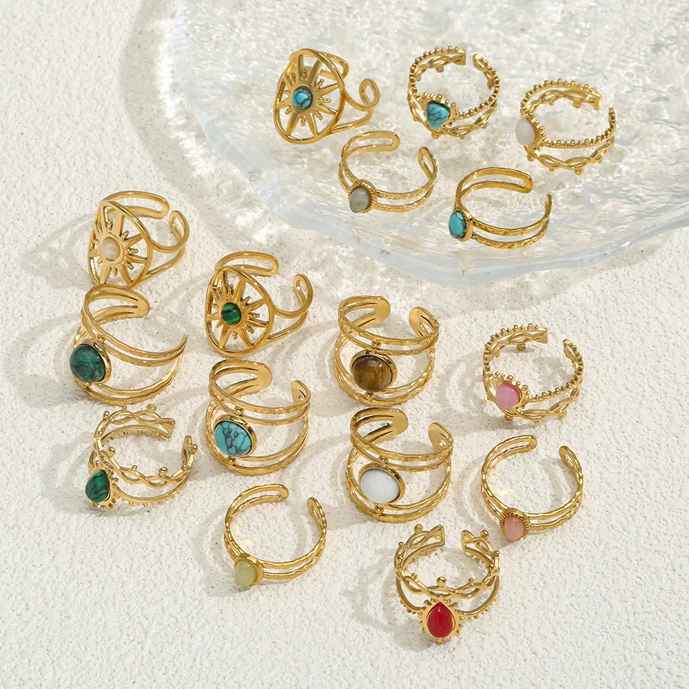 Bagues réglables irrégulières Turquoise pour femmes, personnalité créative, mode, cadeau de fête, bijoux, vente directe en gros