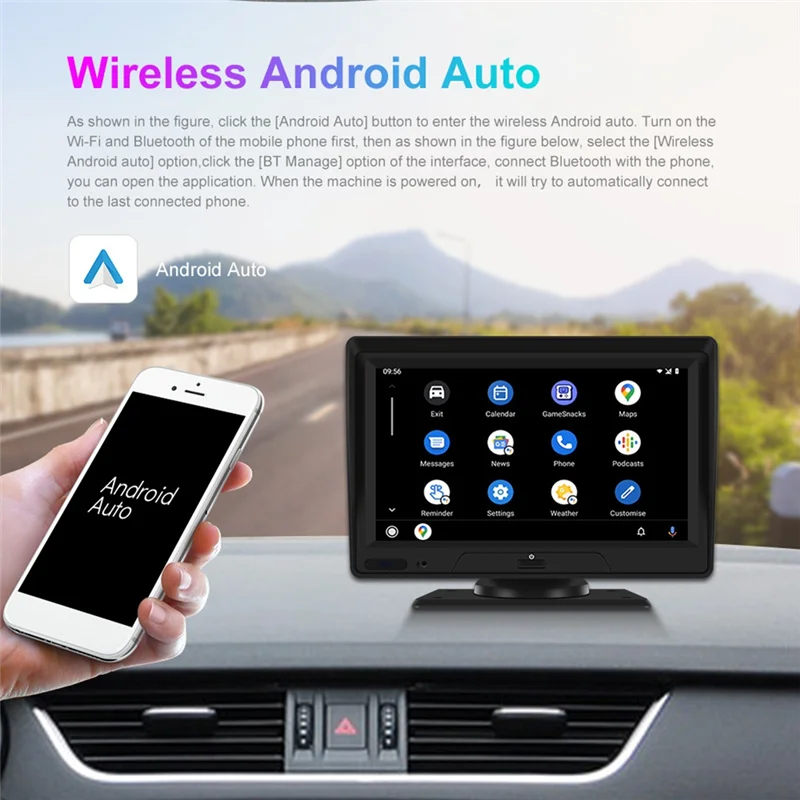 Wireless Carplay Android Auto 7 Inch Screen Radio Front Backup Cameras Bluetooth WIFI FM Bluetooth Mirror Link TF