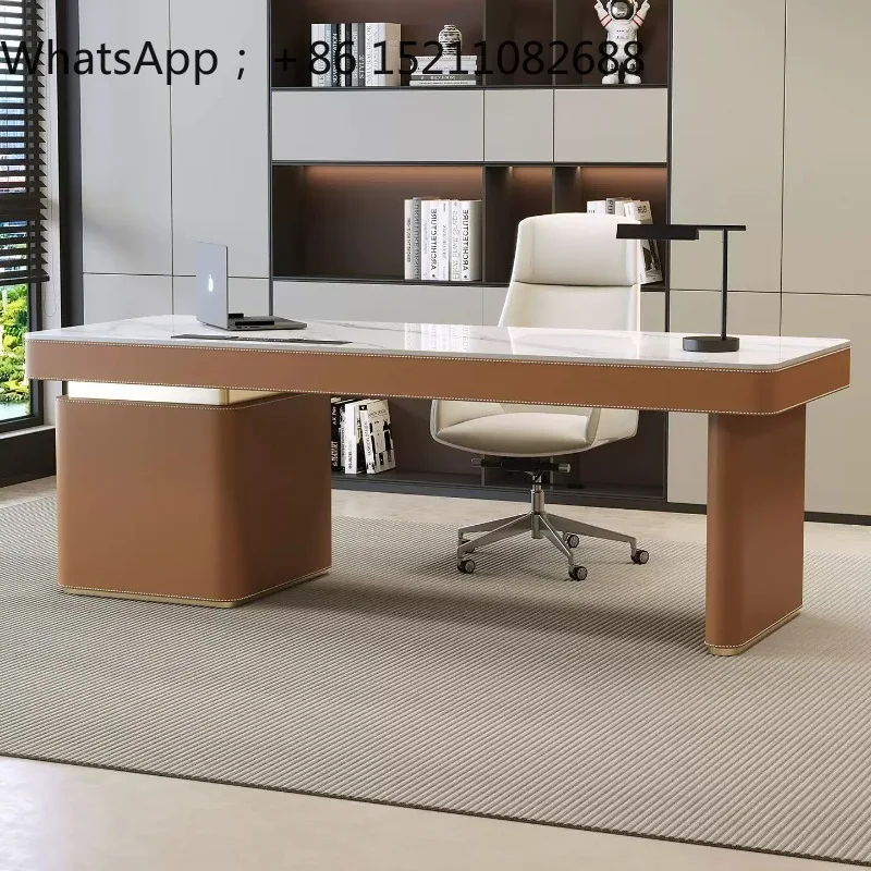 SCY light luxury rock slab study desk small apartment simple desk bedroom high-end computer desk