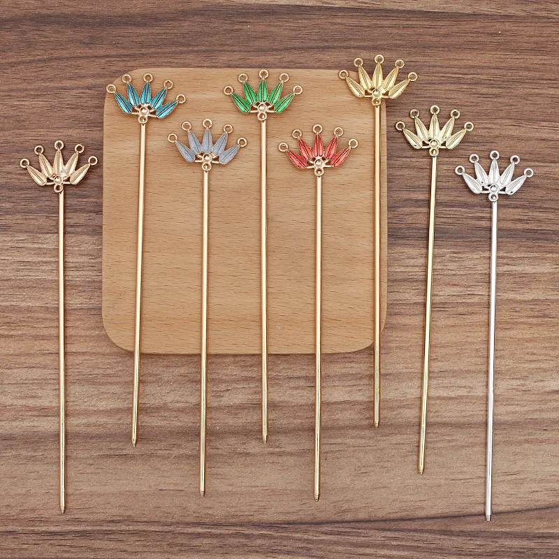 BoYuTe (20 Pieces/Lot) 17*27mm Alloy Leaf Welding 120*2.5mm Iron Hair Stick Vintage Hair Accessories Diy Jewelry Materials